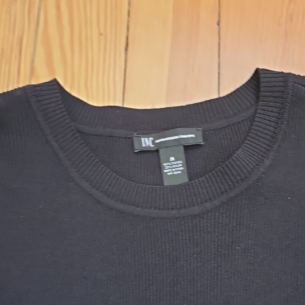 INC International Concepts Black Long Sleeve Tie Hem Blouse Top Size Size M - Picture 8 of 12
